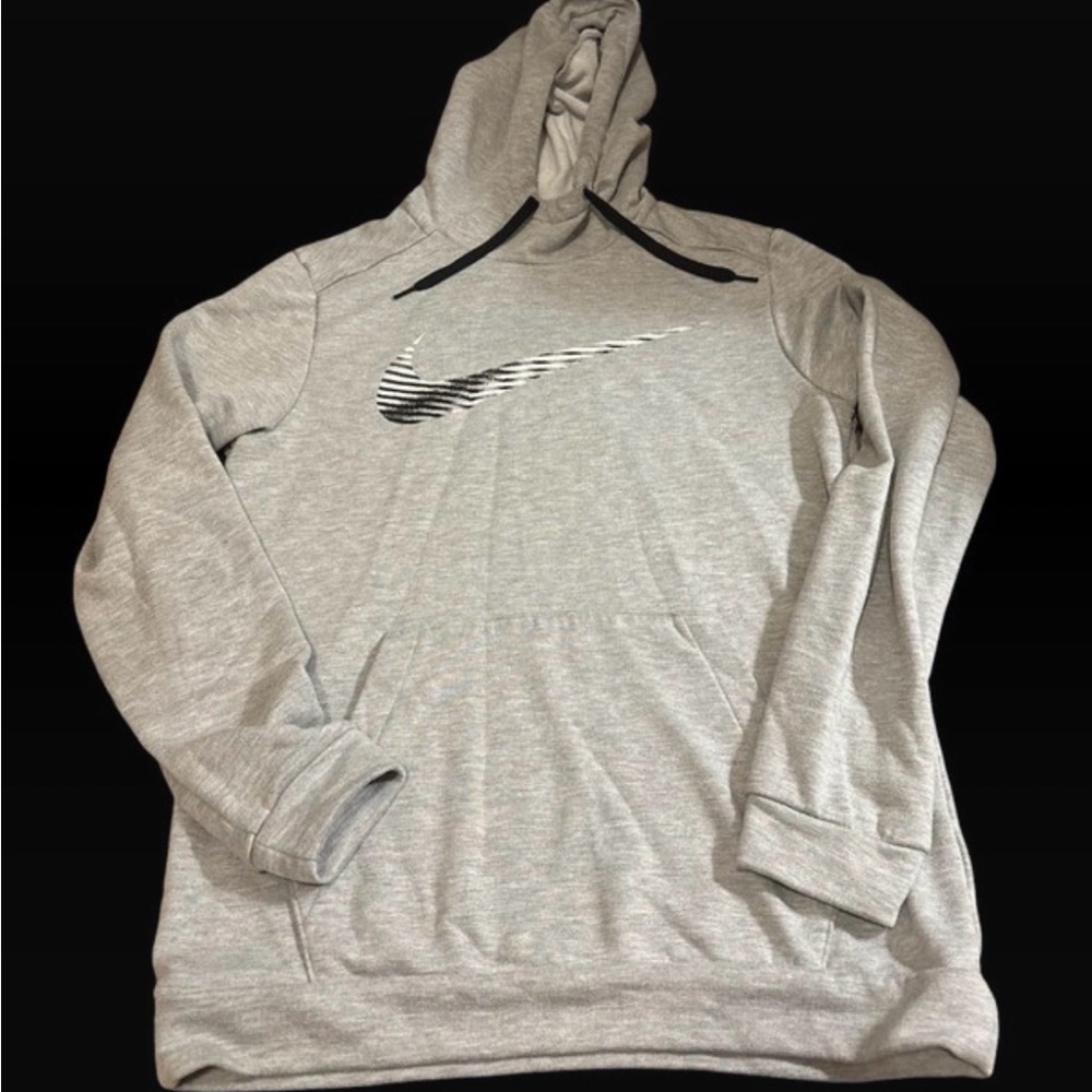 Nike Men's Light Gray Hoodie with Black Logo